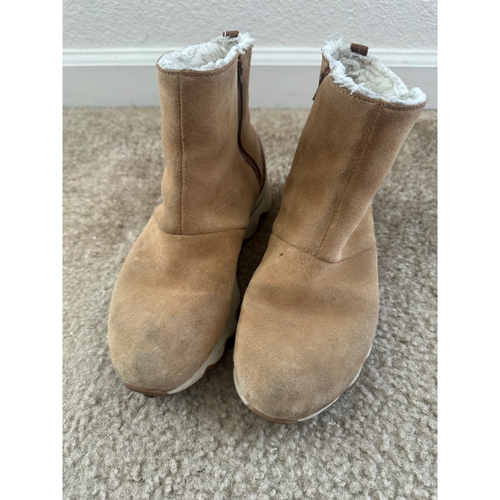 Sorel Kinetic Short Boot Women 6.5 Brown Suede Faux Fur Winter Outdoor